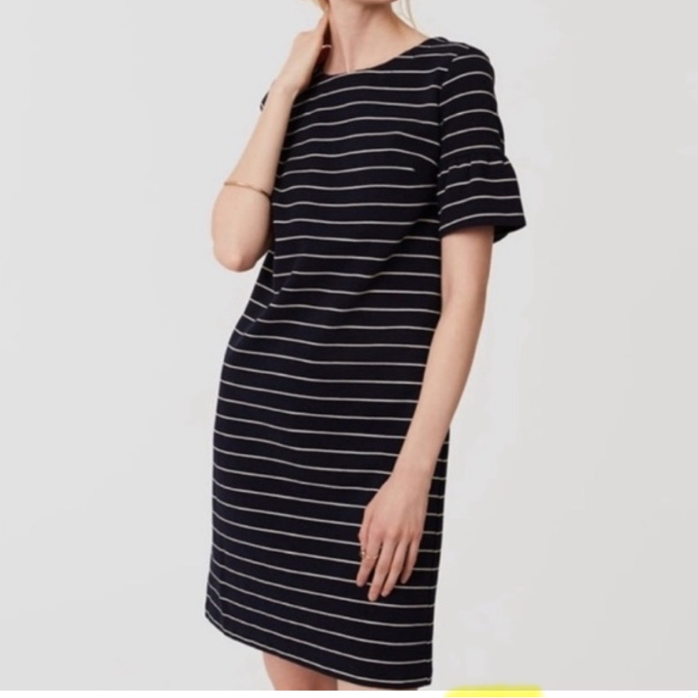 Loft Navy Striped Dress